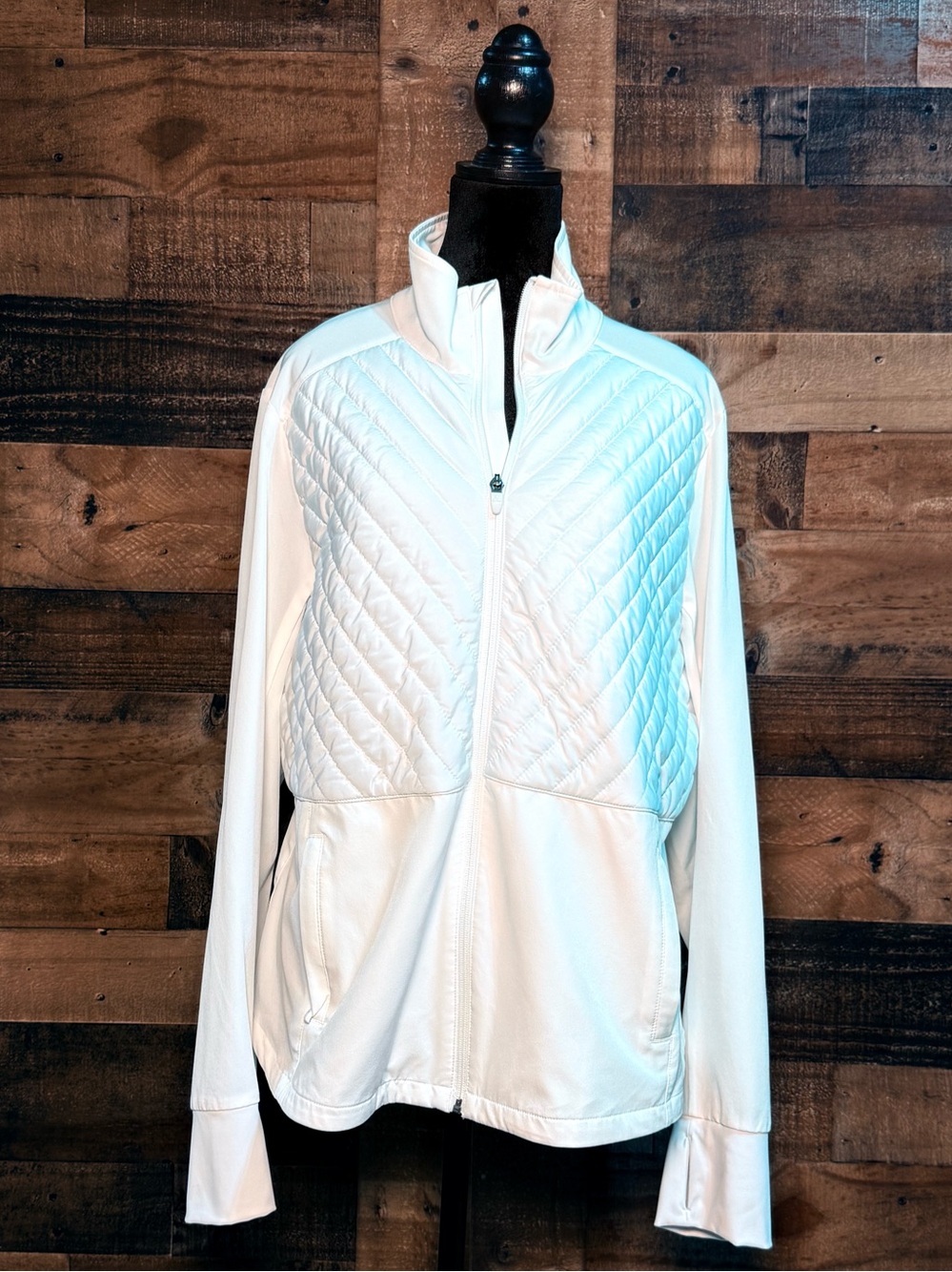 TEK Gear Women’s White Quilted Zip Jacket Coat XXL